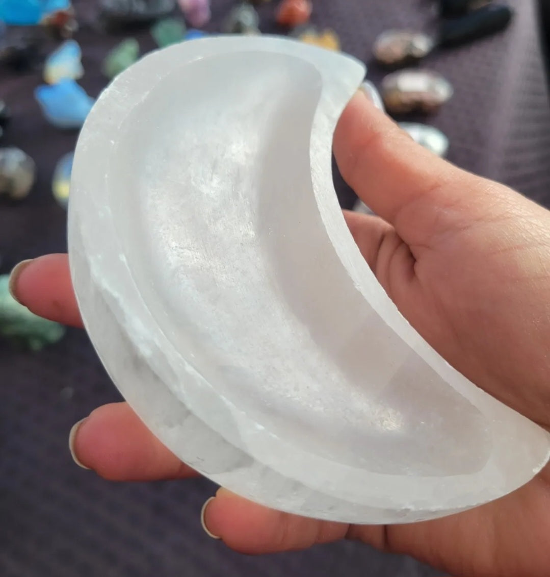 4 inch Selenite moon bowl