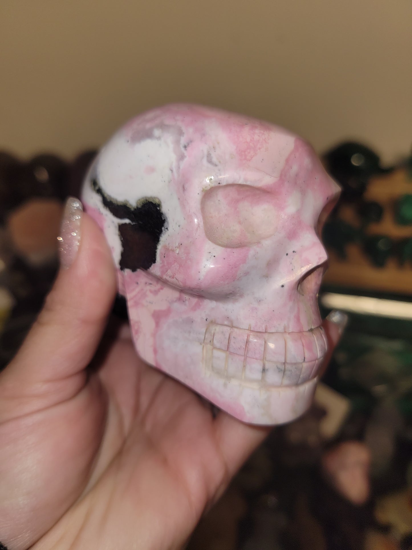 Rhodocorosite 3inch skull
